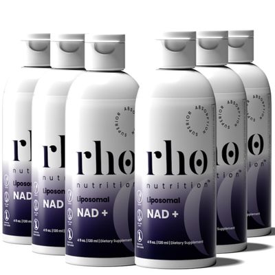 Rho Nutrition Liposomal NAD+  Liquid Supplement Designed to Help Support Absorption  Active Form of NAD+ Helps Support Normal Cellular Health, Healthy Aging, Energy Metabolism & Vitality  6 Pack