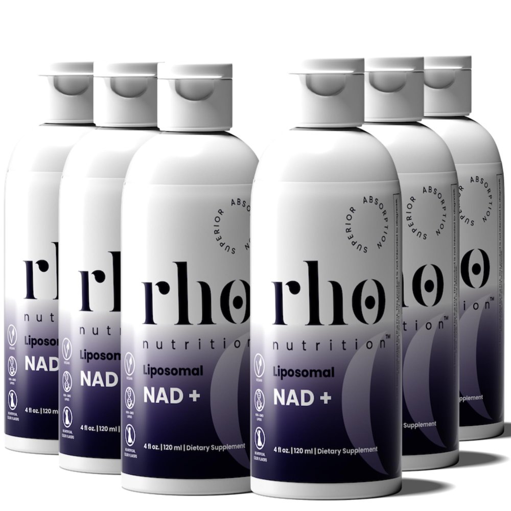 Rho Nutrition Liposomal NAD+  Liquid Supplement Designed to Help Support Absorption  Active Form of NAD+ Helps Support Normal Cellular Health, Healthy Aging, Energy Metabolism & Vitality  6 Pack
