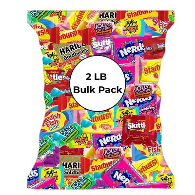 Christmas Candy Individually Wrapped Treats 2LB Holiday Bulk Assorted Variety Pack Party Favor Bags Full-Size Bars Stocking Stuffer Mix