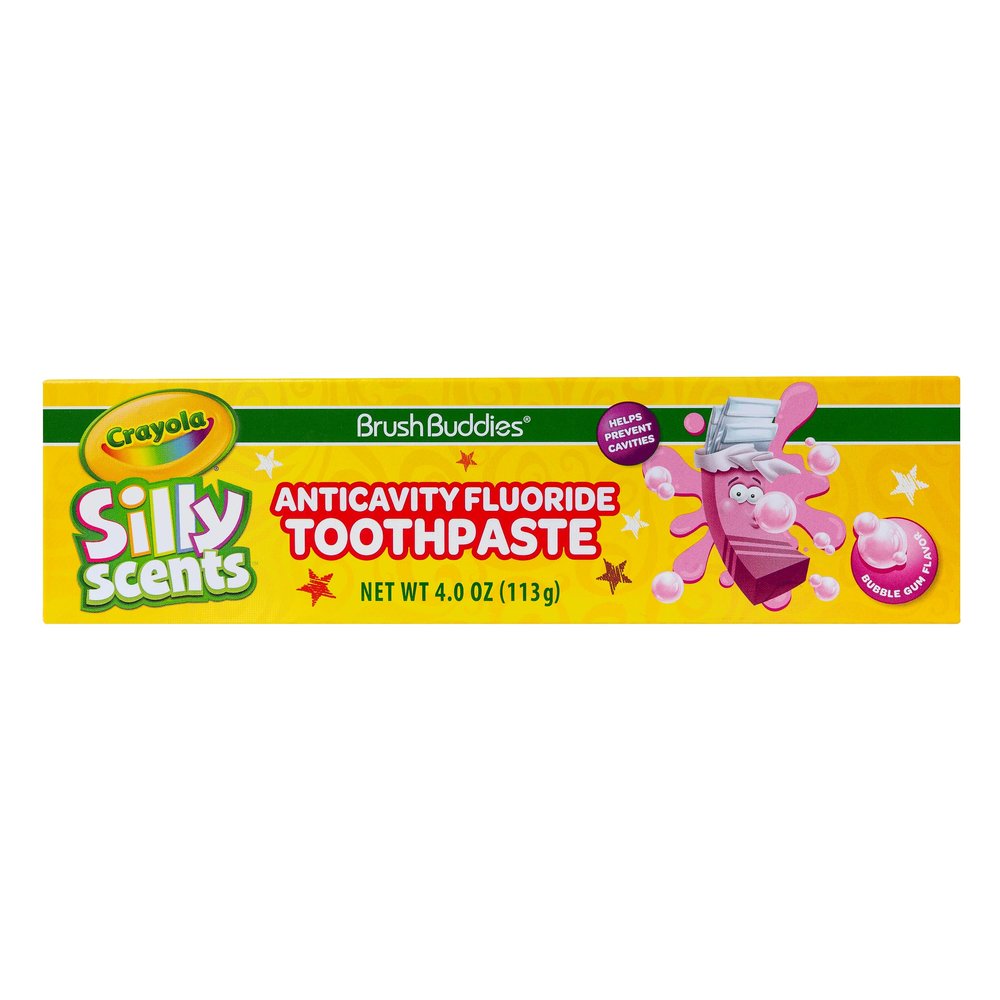 Brush Buddies Crayola Silly Scents Flavored Kids Toothpaste with Fluoride, Anticavity, Bubblegum Flavored for Ages 2+
