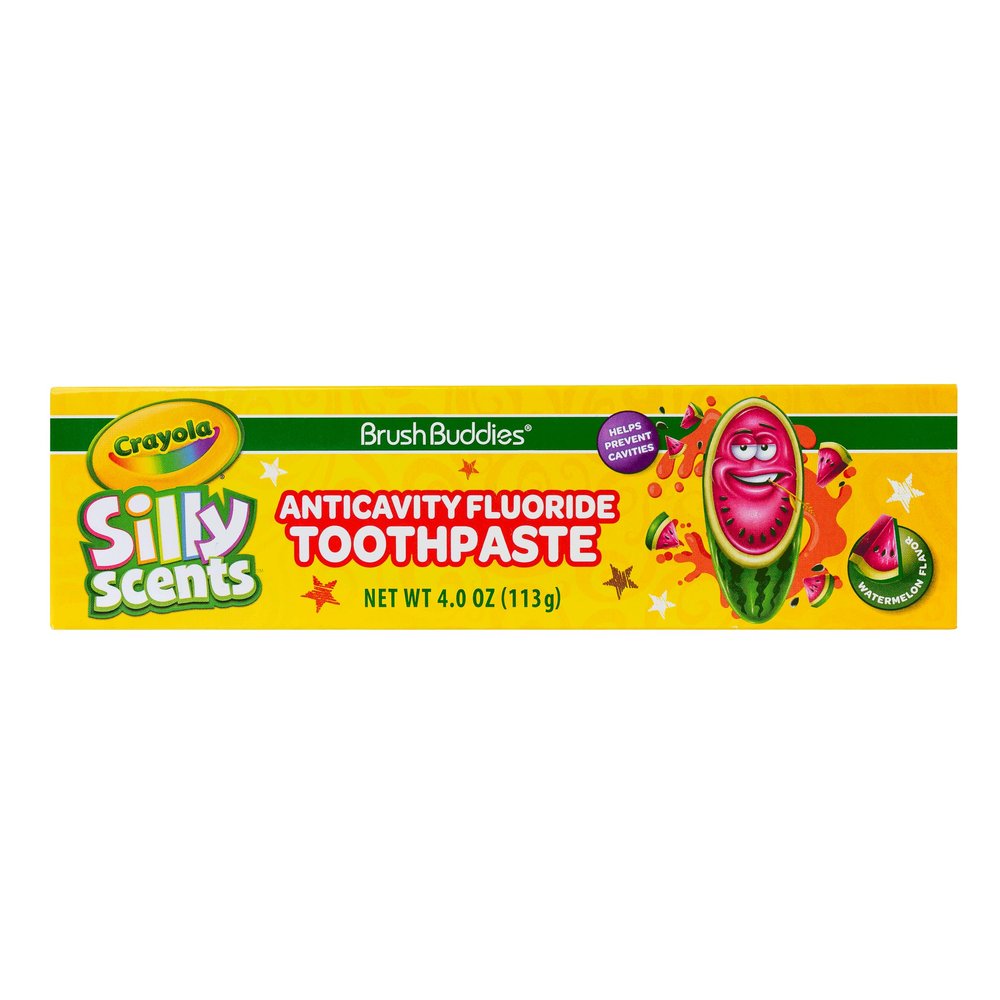 Brush Buddies Crayola Silly Scents Flavored Kids Toothpaste With Fluoride, Anticavity, for Ages 2+, Watermelon Flavor