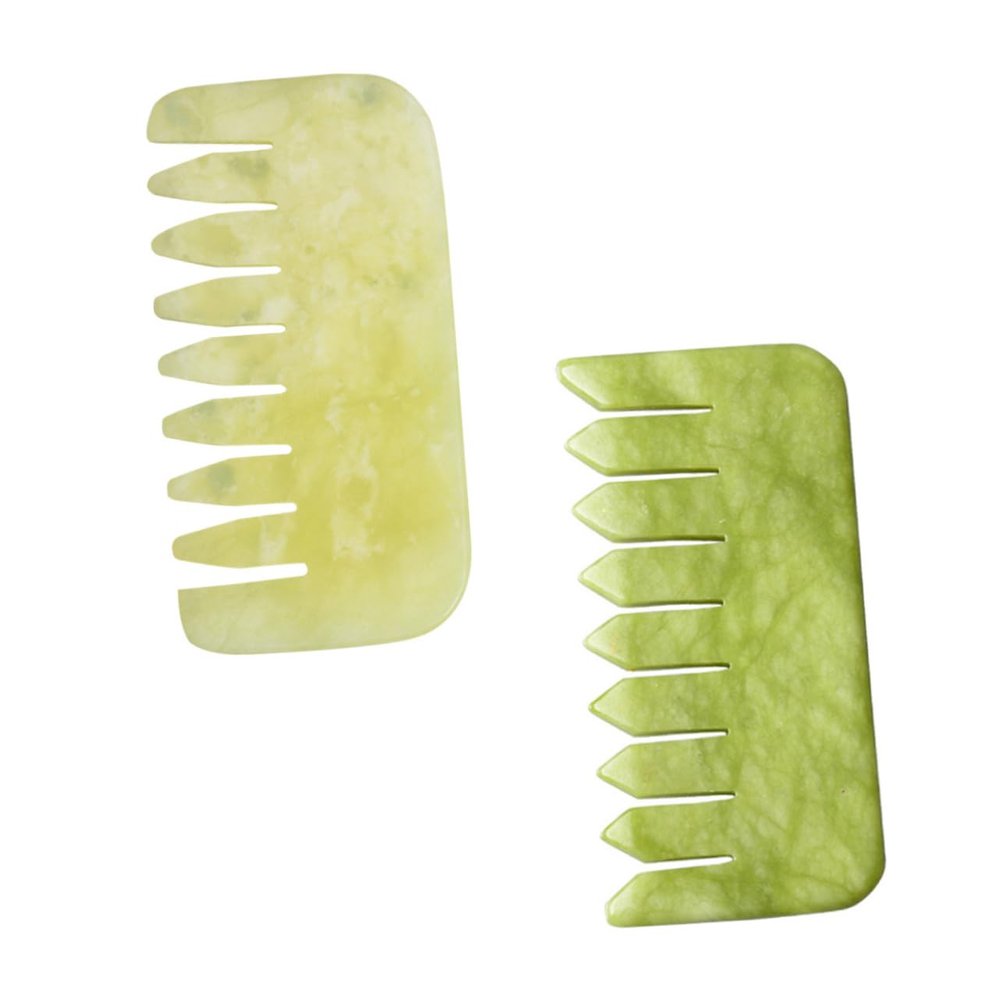 Beaupretty 2pcs Jade Gua Sha Comb for Head and Shoulder Massager Portable and Static