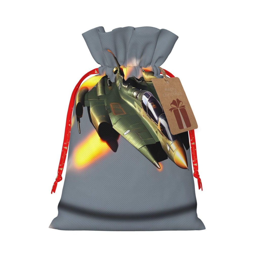 GeRRiT Jet Fighters Print Christmas Drawstring Candy Gift Bags,Goody Bags,For Xmas Holiday Presents Party Favor