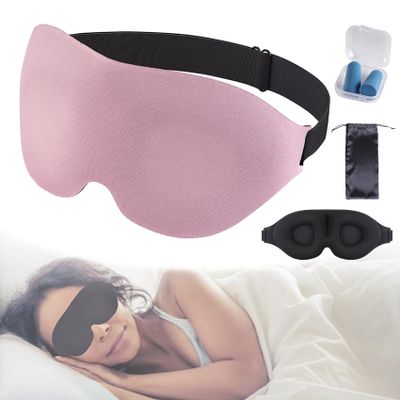 3D Contoured Sleep Mask for Side Sleepers, Zero Eye Pressure 3D Sleeping Mask, Sleep Eye Mask for Men Women, Soft Eye Shade Cover for Travel (Pink)