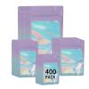 400 Pack 4 Sizes Resealable Mylar Holographic Bags Food Storage Smell Proof Bags with Front Window Foil Packaging Pouch for Sample Jewelry Small Business (Pink to Blue,3x4.7,3.1x5.5,4x 6,4.7x 7.9in) view 1