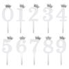 10pcs 0-9 Number for Cake Topper, Acrylic Crown Number Cake Topper Number Cake Picks for Birthday Wedding Anniversary Celebration Cake Decorations (Silver) view 1