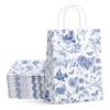 32Pcs Floral Paper Gift Bags Blue White Flower Bird Party Favor Bags with Handles Chinoiserie Hydrangea Branches Goodie Candy Treat Bags for Wedding Birthday Supplies view 1