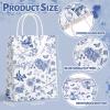 32Pcs Floral Paper Gift Bags Blue White Flower Bird Party Favor Bags with Handles Chinoiserie Hydrangea Branches Goodie Candy Treat Bags for Wedding Birthday Supplies view 2