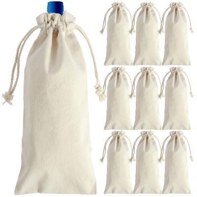 10 Pcs Sublimation Wine Bottle Bags, Blank Wine Bottle Gift Bags, Wine Bottle Gift Bags with Drawstring Bulk Blank Heat Transfer Wine Bag DIY Wine Bottle Storage Pouches for Sublimation Party Wedding