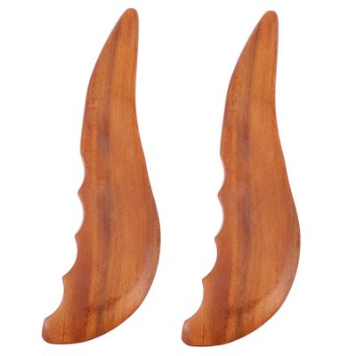 FOMIYES 2pcs Scraping Tablets Facial Tool Wood Scraping Plate Guasha Face Scrapper Scraping Board Guasha Tool for Face Wipe Travel Case Gua Sha Board Body Board Massage Scraper Wooden, 18X5cm, Brown