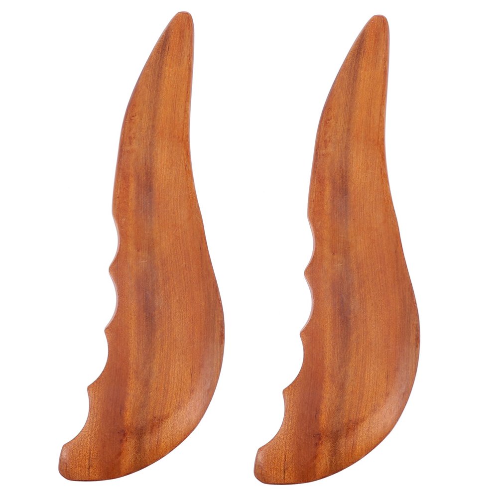 FOMIYES 2pcs Scraping Tablets Facial Tool Wood Scraping Plate Guasha Face Scrapper Scraping Board Guasha Tool for Face Wipe Travel Case Gua Sha Board Body Board Massage Scraper Wooden, 18X5cm, Brown