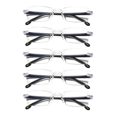 BudgetBundles US 5-10 Pc Rectangular Rimless Blue Light Blocking Reading Glasses Unisex Reader (+100 5 Pack)