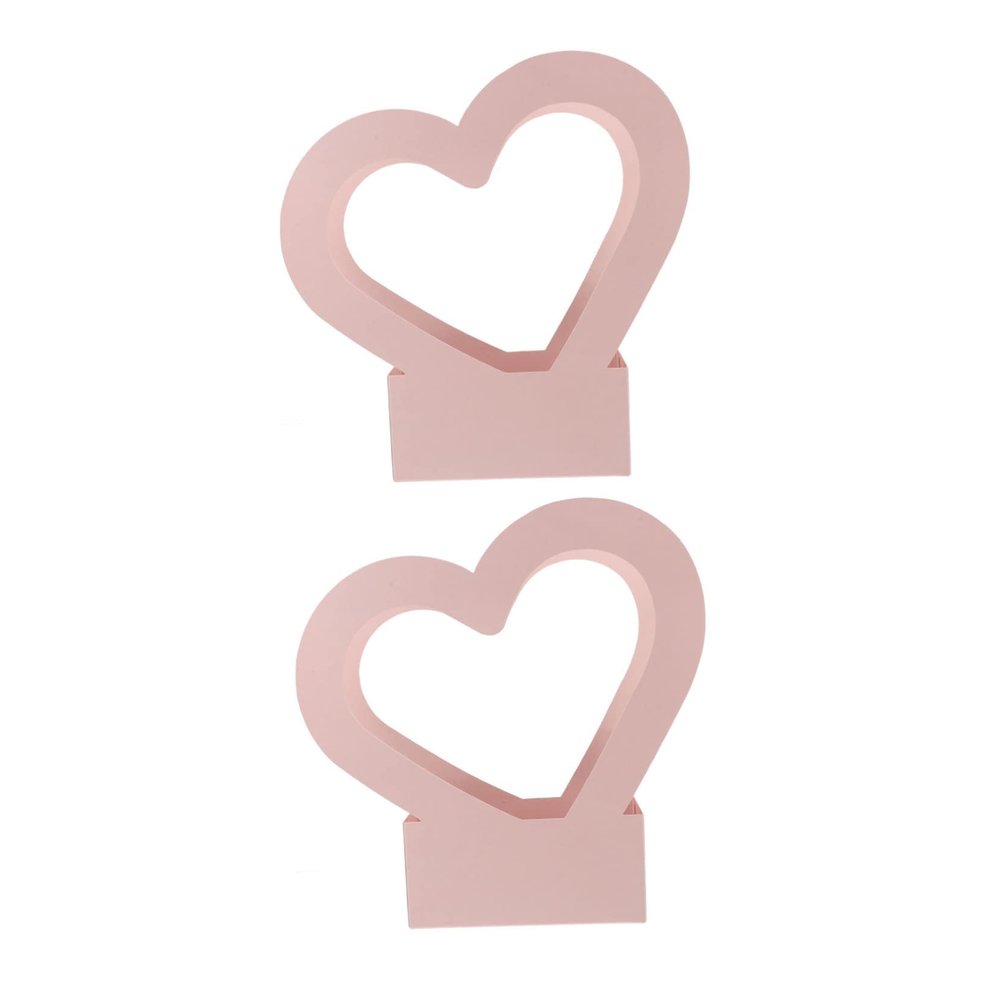 Beaupretty 2pcs Handheld Heart Shaped Flower Box for Fresh Flower Arrangements Paper Wrapping Container Handles for Weddings Parties and Celebrations