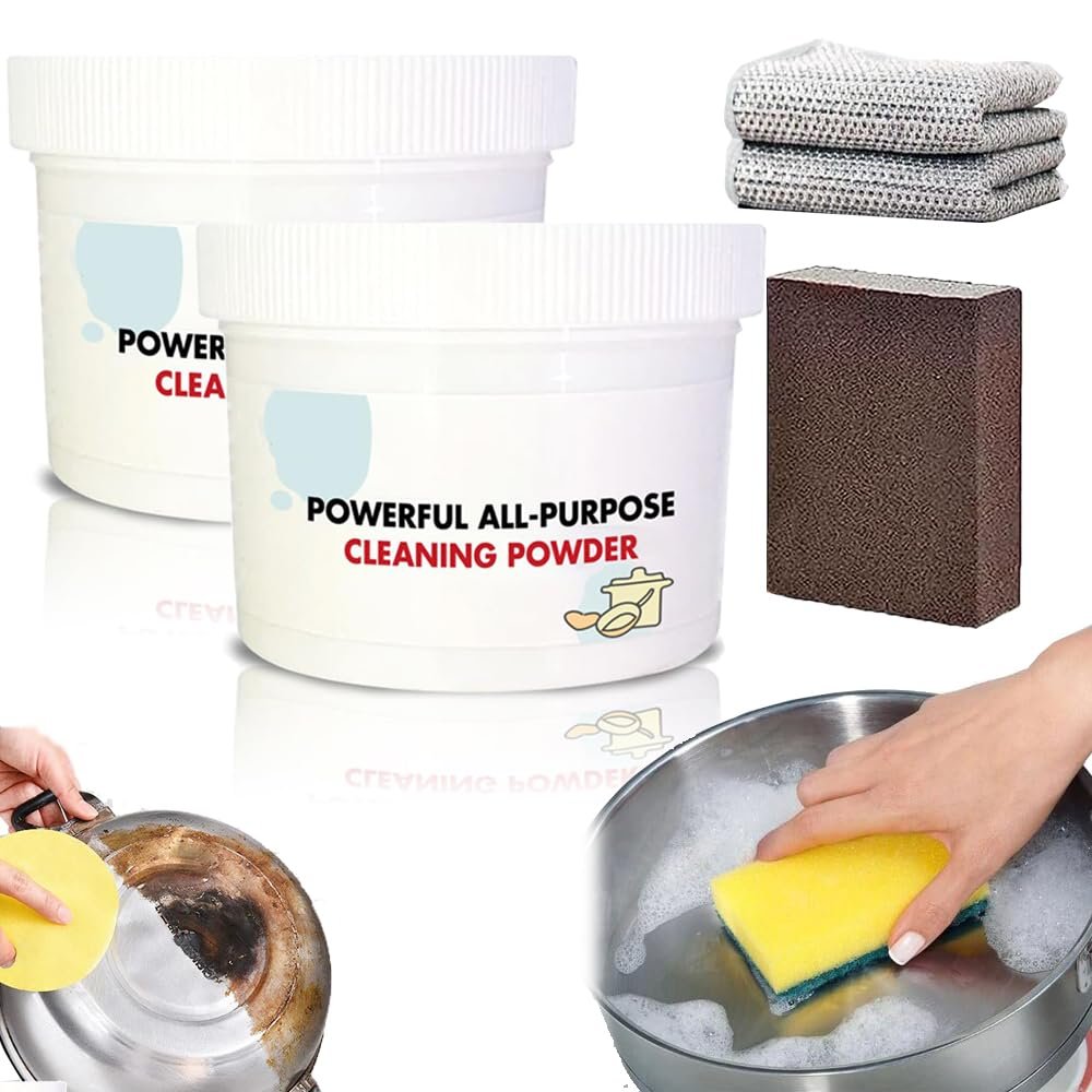 Powerful Kitchen All-Purpose Cleaning Powder,Powerful Kitchen All-Purpose Powder Cleaner,Foam Rust Remover Kitchen All-Purpose Cleaning Powder,Degreaser Cleaner Heavy Duty (2pcs-250g)
