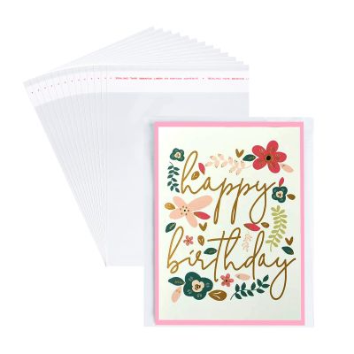 Miraclekoo 100Pcs 4-5/8 x 5-3/4 Inch Resealable Cello Cellophane Bags,Thick Clear Plastic Sleeves - Fit A2 Card Envelope Photos Cookie Candy