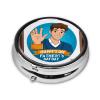 ZhongGuo Hand and Happy Fathers Day Printed Pill Organizer,Round Travel Pill Organizer Mini Medicine Pill Box for Purse Iron Plating view 1