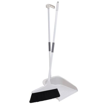 Baluue 1set Heavy Duty Broom and Dustpan Set Soft Bristle Cleaning Kit for Indoor and Outdoor Use -Wind Stable Dustpan for Home Garage and Workshop Cleaning