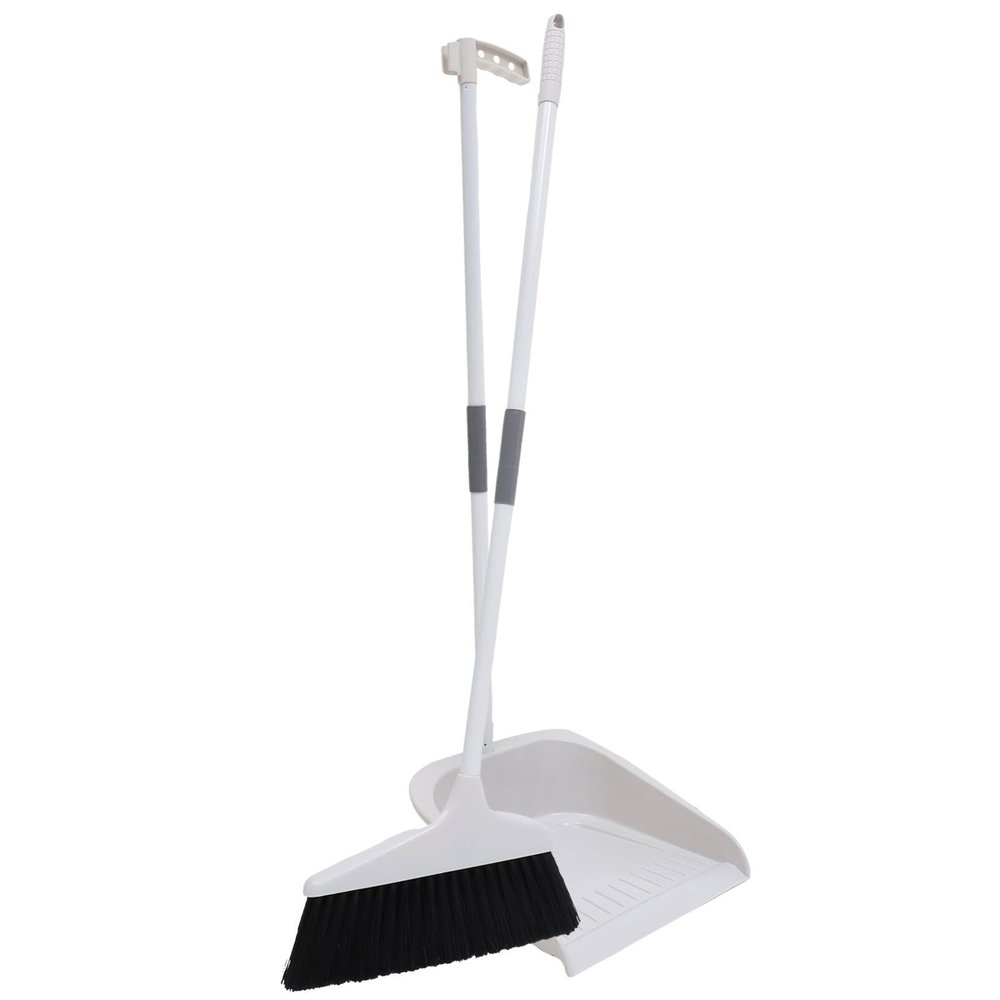 Baluue 1set Heavy Duty Broom and Dustpan Set Soft Bristle Cleaning Kit for Indoor and Outdoor Use -Wind Stable Dustpan for Home Garage and Workshop Cleaning