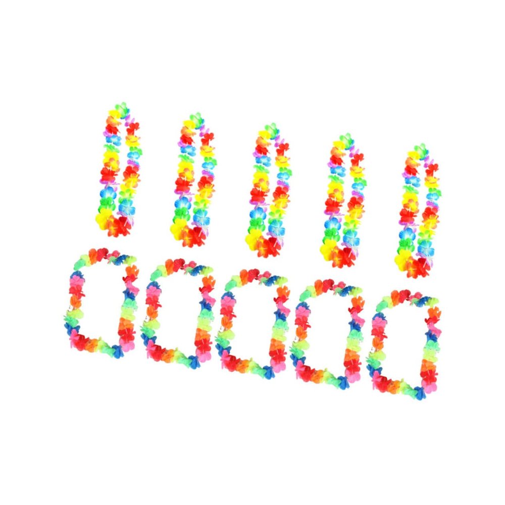 DECHOUS 10pcs Hawaii Floral Garland Neck Pendant Wreath Colorful Sunflower Necklace Set for Costumes Parties and Beach Events Two Styles Each