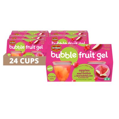 Del Monte Bubble Fruit Gel Apples and Boba in Watermelon Flavored Gel, 4.5oz (24 Count) | Real Fruit & Popping Boba Pearls, Lunch Snacks, Fruit Cups