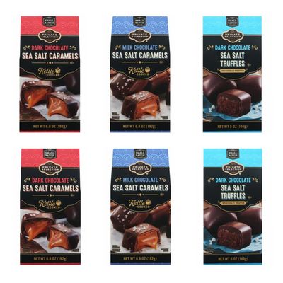 Dark, milk chocolate Sea Salt Caramel, Truffles Private Selection Variety park of 6