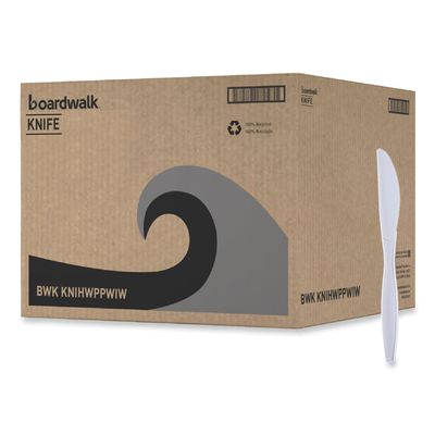 Boardwalk Heavyweight Wrapped Polypropylene Cutlery, Knife, White, 1,000/Carton