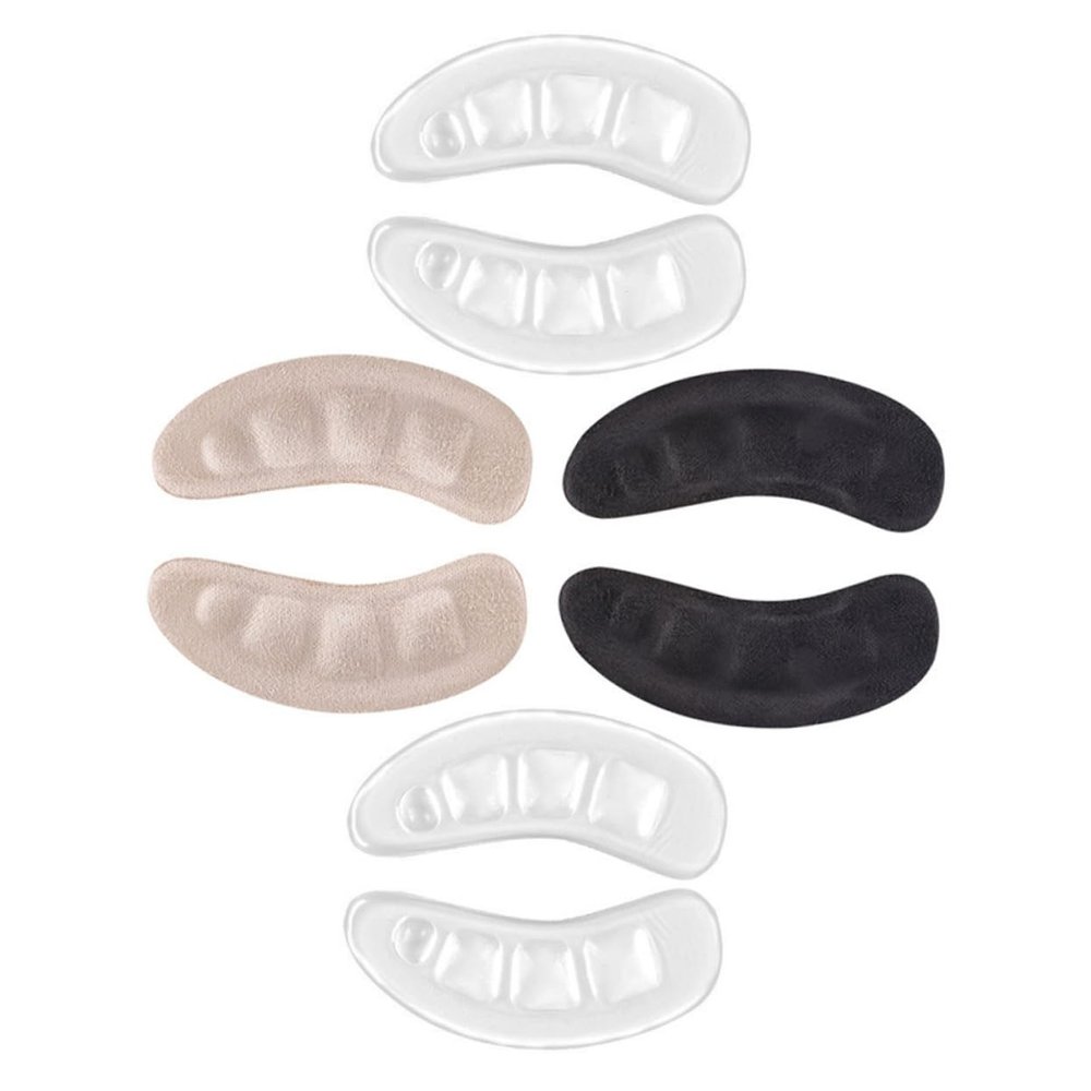 4pairs Adhesive Heel Pads for High Heels Transparent Black and Skin Tone Options for Women Anti-wear Cushions for Blister Prevention and Improved Shoe Fit
