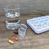 AM/PM 31 Day Monthly Pill Organizer Holder with Removable Medication Pods and Bonus Medical Alert Card - Blue for Morning & Grey for Evening (Clear & Blue) view 3