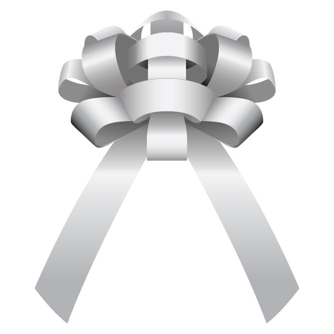 Premium Silver 30" L X 4 " W Giant Car Bow Magnetic Vinyl Bow, Pack 3