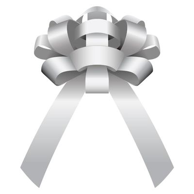Premium Silver 30" L X 4 " W Giant Car Bow Magnetic Vinyl Bow, Pack 4
