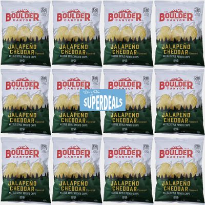 Boulder Canyon | Jalapeno Cheddar | Kettle Style Potato Chips| 1.5 Ounce | Pack of 12 Bundled by SUPERDEALS with Mystery Bonus Gift