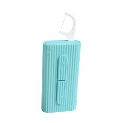 Blue Poratbel Travel Floss Pick Case,10 Count in Box,Ultra-Light Reusable Floss Dispenser,Super Portable for Everywhere,No Break No Shred Toothpicks Sticks,Pocket-Sized Flossers