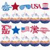 60Pcs Independence Day Cupcake Toppers,Glitter 4th of July Cupcake Picks National Flag Patriotic Cupcake Toppers for Independence Day Party Cake Decorations Supplies view 1