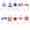 60Pcs Independence Day Cupcake Toppers,Glitter 4th of July Cupcake Picks National Flag Patriotic Cupcake Toppers for Independence Day Party Cake Decorations Supplies view 2