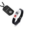AMRECH Medical Alert ID Bracelet & Pendant Set Laser Engraved Free Arthritis Adjustable Wristband and Necklaces for Men Women, Emergency First Aid Identification Reminder Jewelry view 1