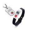 AMRECH Medical Alert ID Bracelet & Pendant Set Laser Engraved Malignant Hyperthermia Adjustable Wristband and Necklaces for Men Women, Emergency First Aid Identification Reminder Jewelry view 1
