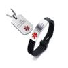 AMRECH Medical Alert ID Bracelet & Pendant Set Laser Engraved PTSD Post-Traumatic Stress Disorder Adjustable Wristband and Necklaces for Men Women, Emergency First Aid Identification Reminder Jewelry view 1