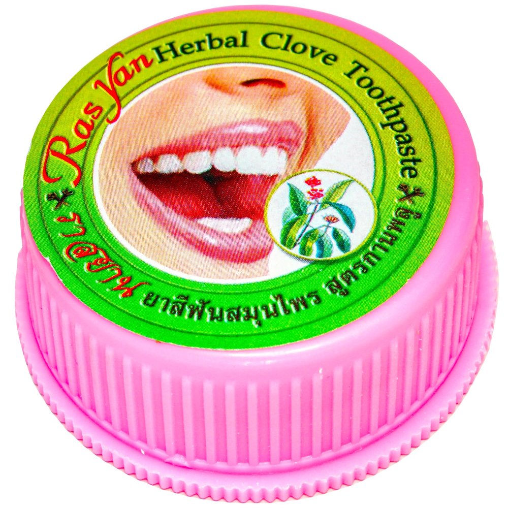 1 Pc. of Ras Yan Herbal Clove Concentrated Toothpaste in Round Box 25 Gram. Original from Thailand.