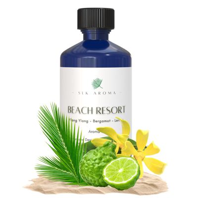 Beach Resort by SLK Aroma - Hotel Collection - Aroma Oil for Diffusers - Waterless, Ultrasonic - Niche Blend of Essential Oils - Ylang Ylang, Bergamot, and Lemon - Aromtherapy (SLKBR500ML, 500 ML)