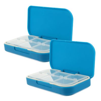 Beaupretty 2pcs Travel Pill Organizer with Multi-Grid Design Portable Pills Storage Case for Daily Medication Moisture Leak-Resistant Capsules Box Blue