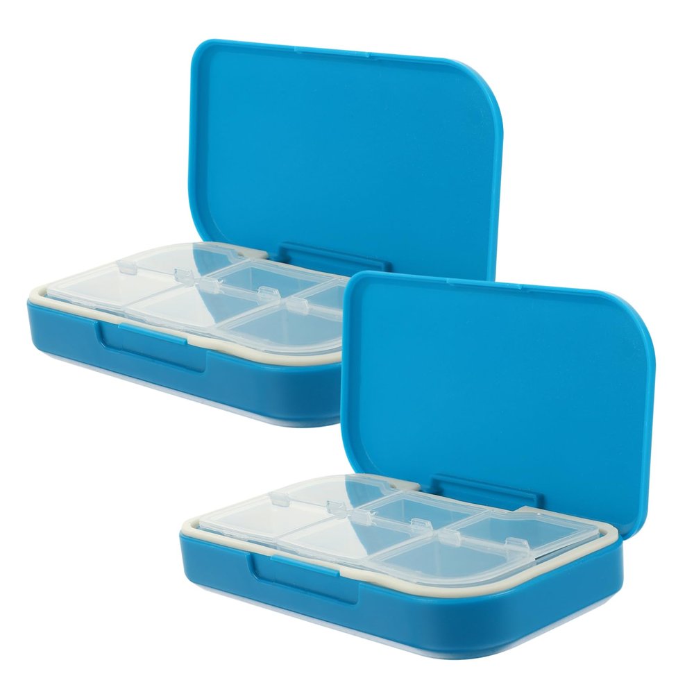 Beaupretty 2pcs Travel Pill Organizer with Multi-Grid Design Portable Pills Storage Case for Daily Medication Moisture Leak-Resistant Capsules Box Blue