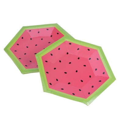FOMIYES 10 Inches Watermelon Pattern Fruit Platter Tray 8pcs Paper Cake Dishes for Birthdays Parties Weddings Engagements Baby Showers Home Decorations