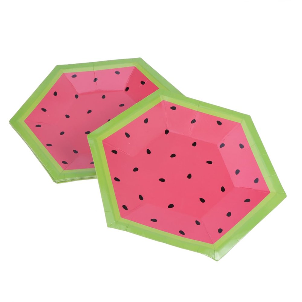 FOMIYES 10 Inches Watermelon Pattern Fruit Platter Tray 8pcs Paper Cake Dishes for Birthdays Parties Weddings Engagements Baby Showers Home Decorations