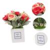 ABOOFAN 1pc Artificial Rose Bonsai Red Home Decor Faux Flowers Simulation Potted Rose Mini Fake Plant Greenery Decor Christmas Decorations Mini Pots Accessories Plastic Office Dining Table view 3