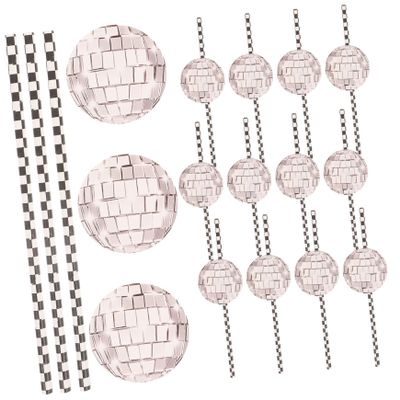 minkissy Disco Ball Straws Set of 12 Paper Straws for Drinks for Parties Cocktails and Decorations