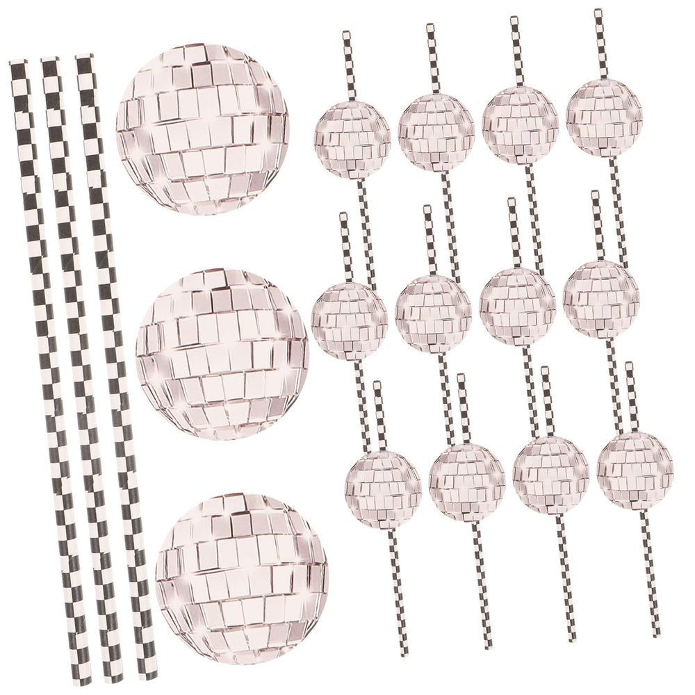 minkissy Disco Ball Straws Set of 12 Paper Straws for Drinks for Parties Cocktails and Decorations