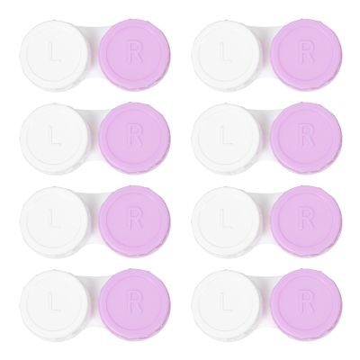 Dhoptical 8 Pack Purple Contact Lens Cases,Outdoor Portable Mini Contact Lens Kit,Perfect for Travel & Everyday Use