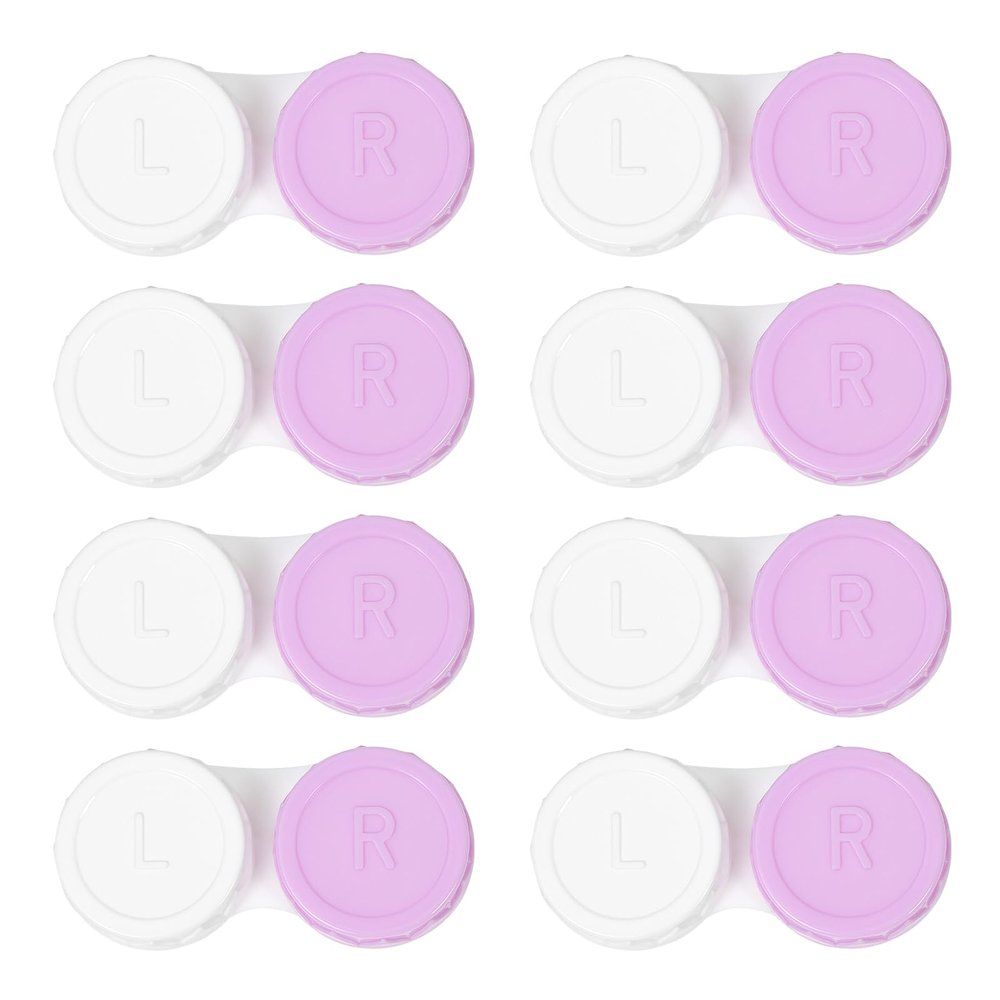 Dhoptical 8 Pack Purple Contact Lens Cases,Outdoor Portable Mini Contact Lens Kit,Perfect for Travel & Everyday Use