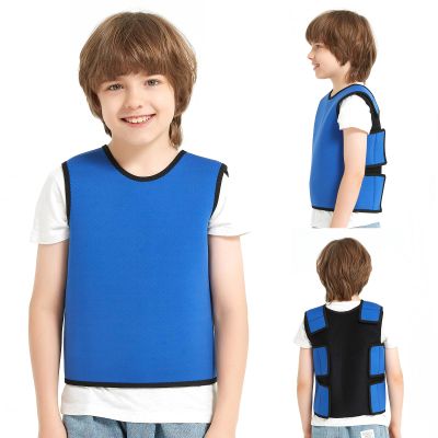 Seilnvg Sensory Compression Vest for Kids Sensory Processing Disorder Vest Deep Pressure Comfort (Dark Blue, Medium)