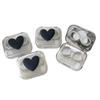 BEDARTIST 4 Pack Portable Cute Contact Lens Cases, Travel Eye Contacts Case Box Holder, Contact Lenses Tweezers Remover Tool Solution Bottle Kit for Daily Outdoor (3D Hearts, Black) view 1